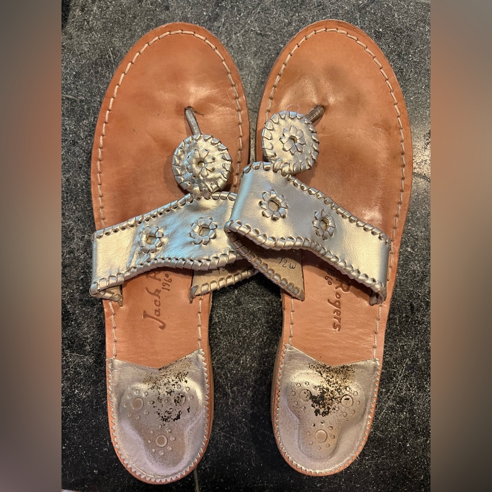 Jack Rogers Women's Silver and Tan Sandals